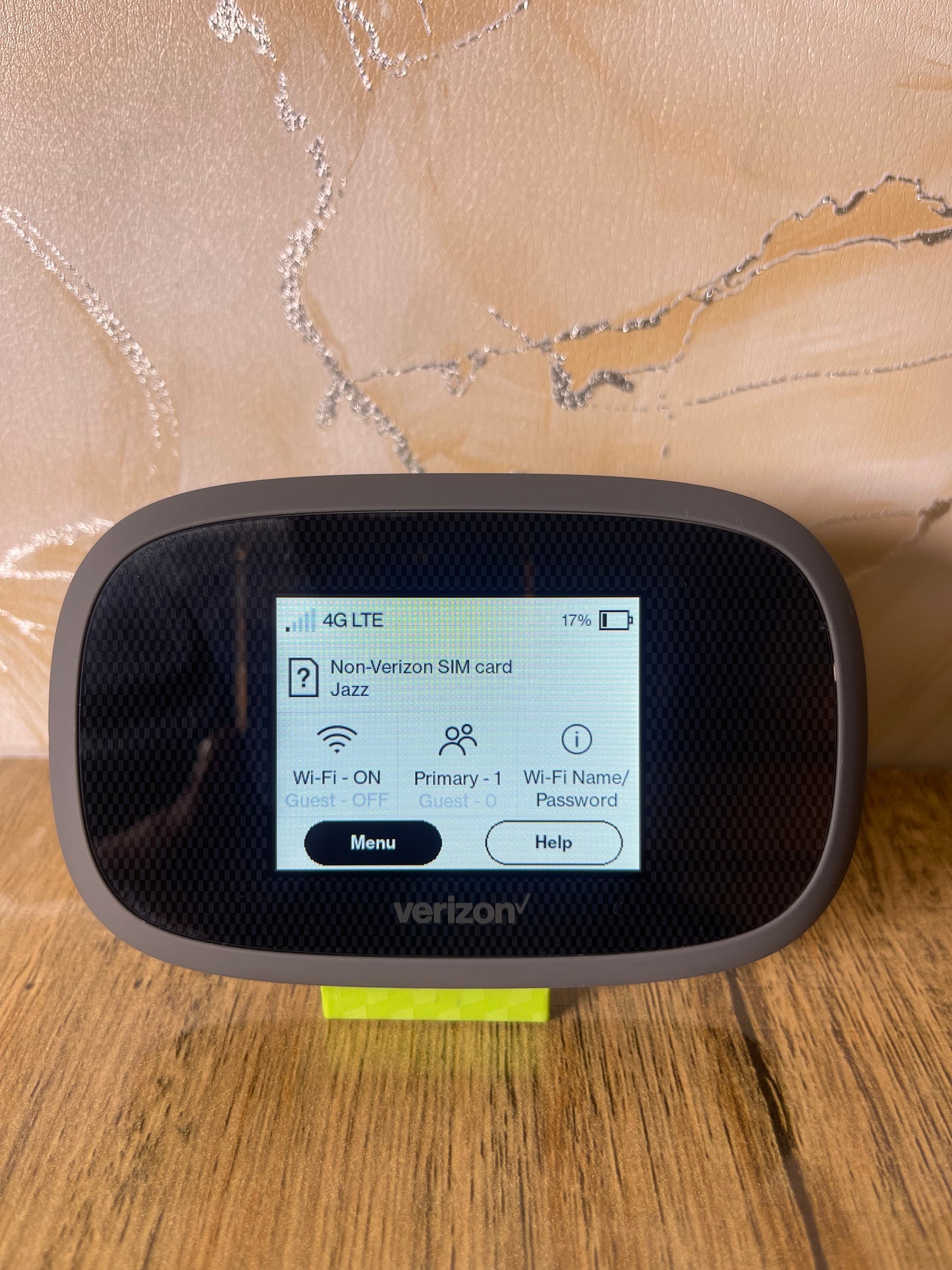 Verizon router on a wooden surface