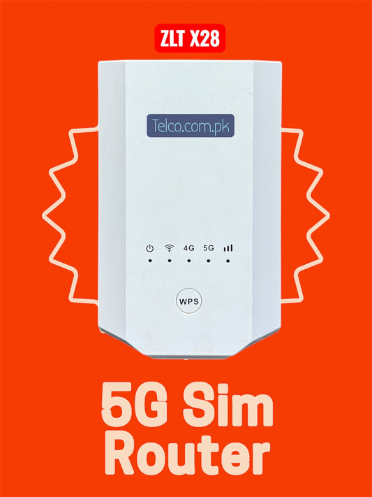 5G Sim Router with Telco.com.pk branding on an orange background