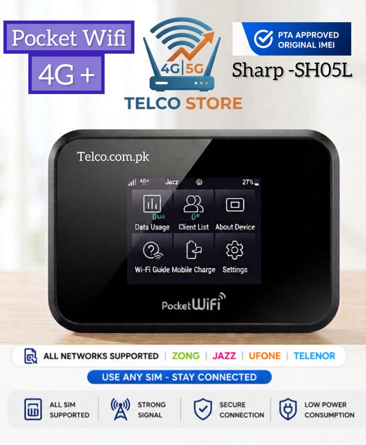 Sharp SH-05L Pocket WiFi 4G+ LTE Mobile Hotspot | All Network SIM Supported | PTA Approved