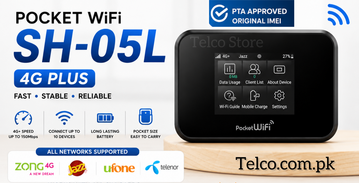 Sharp SH-05L Pocket WiFi 4G+ LTE Mobile Hotspot | All Network SIM Supported | PTA Approved