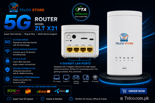 ZLT X21 5G Router PTA Approved | Supports Zong Jazz Ufone Telenor Sim Card