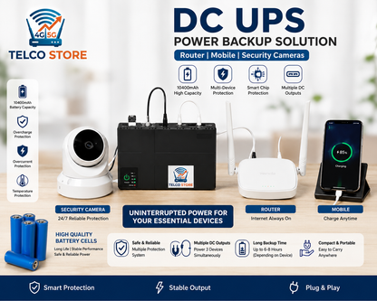 DC UPS Power Backup for WiFi Router, Mobile & Security Camera  10400mAh