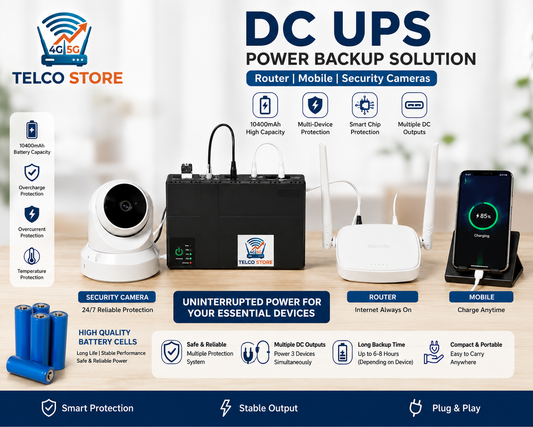 DC UPS Power Backup for WiFi Router, Mobile & Security Camera  10400mAh