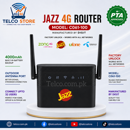 Jazz 4G Home Wifi C061-100 /4000mAh Built-in Battery / Factory unlocked