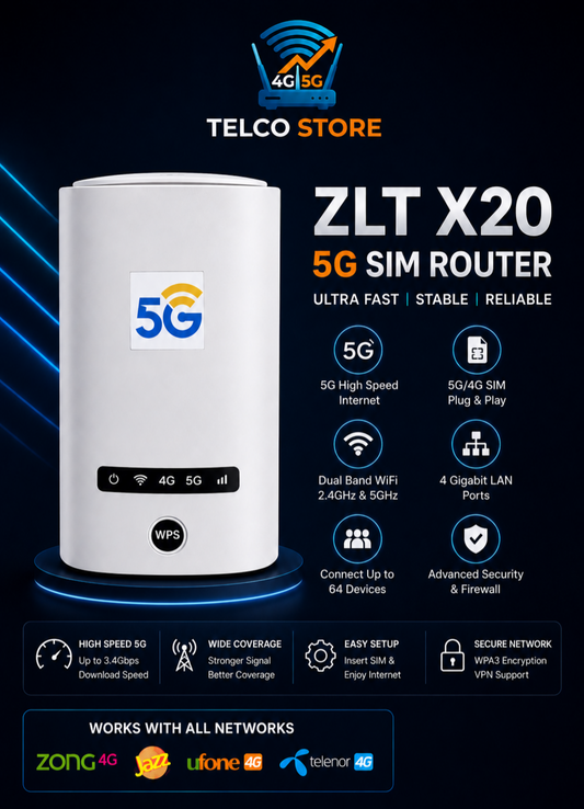 ZLT X20 5G SIM Router | Unlocked Sim Router | Dual-Band WiFi | 4 Gigabit LAN Ports