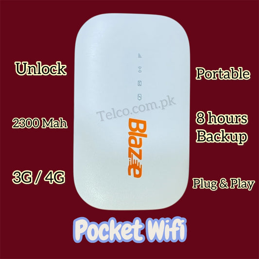 Pocket WiFi device with features listed on a red background